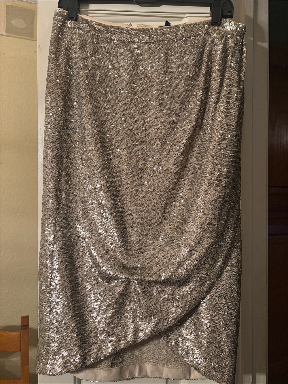 White House Black Market Champagne Sequin Midi Skirt